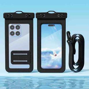 7.2 Inch Mobile Phone Waterproof Bag with Finger Strap On The Back(Black)