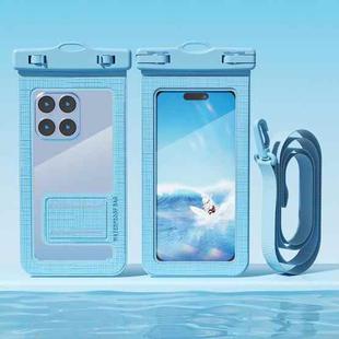 7.2 Inch Mobile Phone Waterproof Bag with Finger Strap On The Back(Blue)