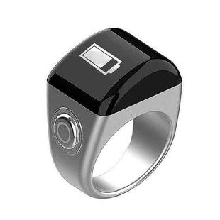 Equantu Smart Bluetooth Finger Counter Muslim Prayer Time Reminder Ring, Style: Silver 18mm