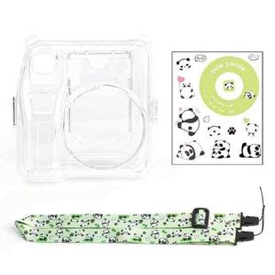 For Fujifilm instax mini SE Photo Bag Crystal Case Shoulder Strap Rope Sticker Set(Green Panda)