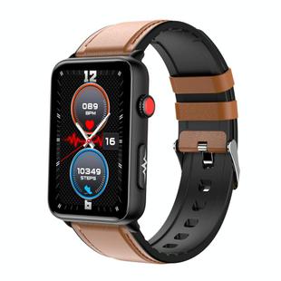 Smart Watch Ring ECG Temperature Heart Rate Blood Pressure Health Bluetooth Talking Watch, Color: Brown Leather