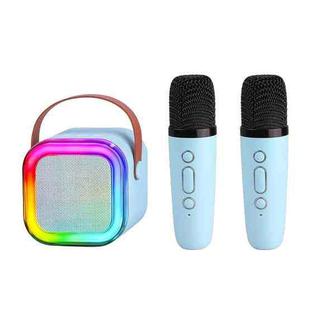 Outdoor Home Portable Wireless Karaoke Sound Cell Phone Integrated Microphone Smart Speaker, Style: With Dual Mic Blue