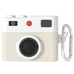 For AirPods 4 Earphone Silicone Retro Camera Design Cover Protective Case(Beige)