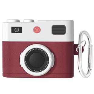 For AirOods 3 Earphone Silicone Retro Camera Design Cover Protective Case(Purple Red)