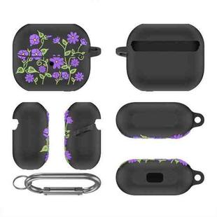 For Samsung Galaxy Buds 3 / 3 Pro L11 Epoxy Violet Bluetooth Earphone Silicone Protective Cover(Black)