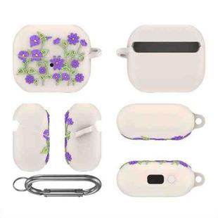 For Samsung Galaxy Buds 3 / 3 Pro L11 Epoxy Violet Bluetooth Earphone Silicone Protective Cover(Beige)