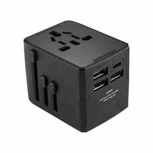 3 x USB & 1 x USB-C / Type-C Travel Plug Adapter International Universal Charging Block(Black)