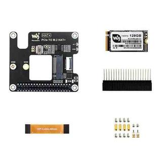 Waveshare For Raspberry Pi 5 PCIe To M.2 Adapter, NVMe Protocol M.2 SSD Basic Kit + 128GB