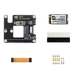 Waveshare For Raspberry Pi 5 PCIe To M.2 Adapter, NVMe Protocol M.2 SSD Basic Kit + 256GB