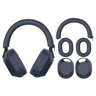 For Sony WH-1000XM5 Bluetooth Headset + Headband + Earmuff Protective Cover(3-in-1 Dark Blue)