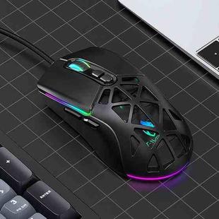 T-WOLF G520 7-keys RGB Marquee Honeycomb Hollow Gaming Wired Mouse(Black)