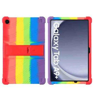 For Samsung Galaxy Tab A9+ Shockproof Silicone Tablet Protective Case With Holder(Rainbow Color)