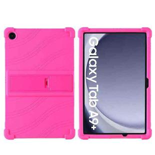 For Samsung Galaxy Tab A9+ Shockproof Silicone Tablet Protective Case With Holder(Rose Red)