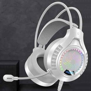 YINDIAO Q7 Colorful Light Computer Wired Headset USB Gaming Headset USB7.1 Sound Card White