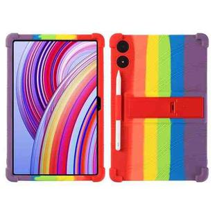 For Xiaomi POCO Pad 5G Shockproof Silicone Tablet Protective Case With Holder(Rainbow Color)