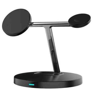 D10 3-In-1 15W Magnetic Mobile Phone Earphone Watch Wireless Fast Charger(Black)