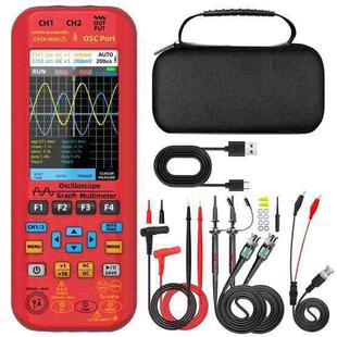 BSIDE O9 Digital Handheld Dual Channel 50MHz Oscilloscope Signal Source Multimeter, Spec: With Dual Oscilloscope Probe (Red)