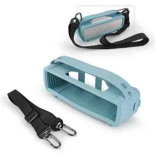 For Bose SoundLink Mini 1/2 Speaker Silicone Cover With Shoulder Strap Carrying Case(Blue)