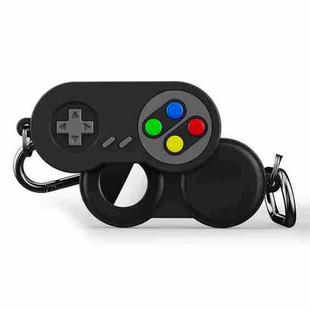 For AirTag Tracker Retro Game Console Shape Silicone Case with Carabiner(Black)