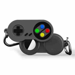 For AirTag Tracker Retro Game Console Shape Silicone Case with Carabiner(Deep Gray)