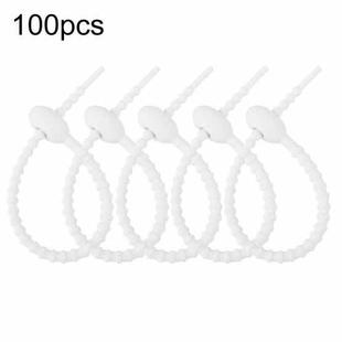 100pcs /Pack Silicone Ties Multi-Use Food Bag Clip Data Cable Winder Organizer 15cm(White)