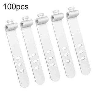 100pcs /Pack 73mm 3-Hole Silicone Cable Tie Wire Winder Organizer(White)