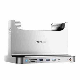 Vaydeer SZD011 For Mac Mini Desktop Computer Host Vertical Stand with Docking Station(Silver)