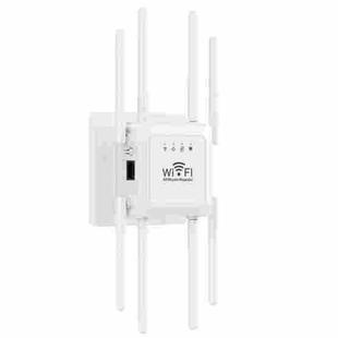 U18 1200Mbps 2.4G & 5G  Wireless Repeater WiFi Signal Amplifier With 8 Antenna US Plug White