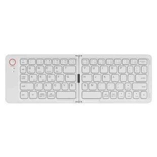 B023 Two Folding Portable Mini Wireless Bluetooth Keyboard Cell Phone Laptop Notebook Office Keyboard(White)