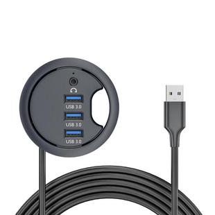 3xUSB3.0+3.5mm Desk Grommet Splitter HUB Dock Station, Cable Length 1.2m