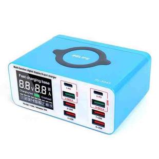 RELIFE RL-304S Multifunctional Smart Digital Display 8 Port Fast Charger USB Support PD+QC3.0 Mobile Phone Charger(US Plug)