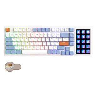 Ajazz AKP815 81 Keys Wired Mechanical Keyboard RGB Backlit LCD Screen Visual Programming Custom Driver Gaming Keyboard(Tea Axis Blue White Orange)