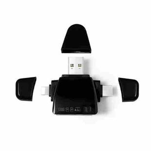 AJ-701 USB-A To USB-C / Type-C + Micro USB + 8 Pin 7-In-1 Universal Card Reader(Black)