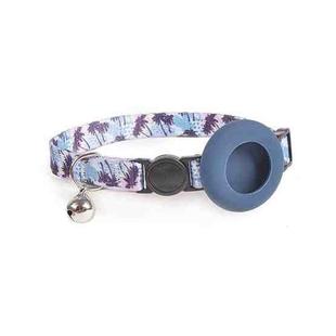 For Airtag Tracker Protective Case Cat Collar GPS Locator Protective Case With Bell(Black Night Beach)