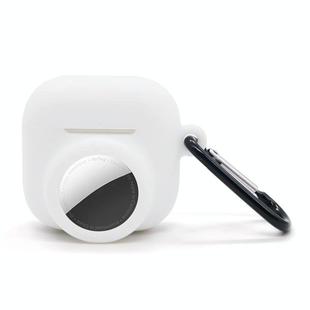 For AirPods 4 / AirTag 2 In 1 Silicone Earphone Protective Case Full Cover Anti-scratch Case(White)
