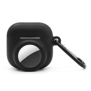 For AirPods 4 / AirTag 2 In 1 Silicone Earphone Protective Case Full Cover Anti-scratch Case(Black)