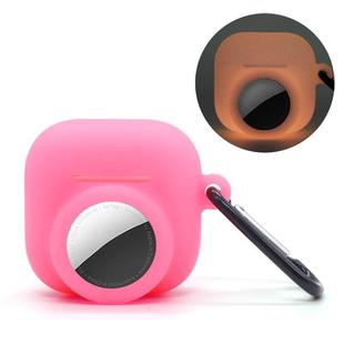 For AirPods 4 / AirTag 2 In 1 Silicone Earphone Protective Case Full Cover Anti-scratch Case(Luminous Pink)