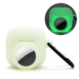 For AirPods 4 / AirTag 2 In 1 Silicone Earphone Protective Case Full Cover Anti-scratch Case(Luminous Green)