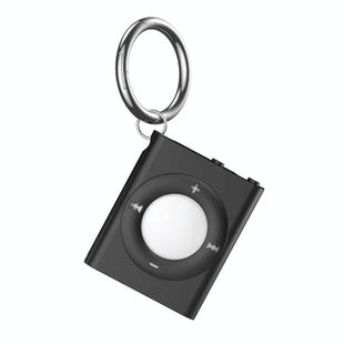 For AirTag Locator MP3 Style Protective Cover With Keychain(Black)
