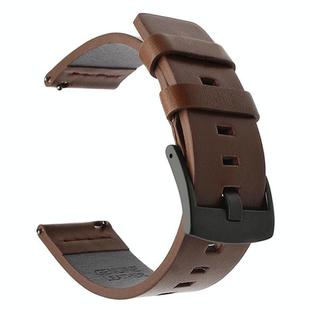 For Huawei / Samsung Gear S3 / S2 Leather Watch Band Universal Quick Release Watch Band, Color: Brown Black Buckle(18mm)