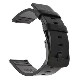 For Huawei / Samsung Gear S3 / S2 Leather Watch Band Universal Quick Release Watch Band, Color: Black Black Buckle(20mm)