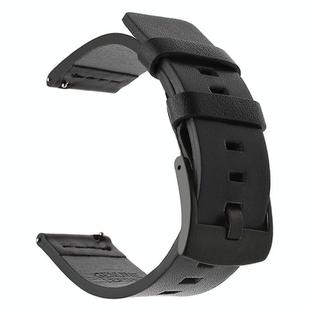 For Huawei / Samsung Gear S3 / S2 Leather Watch Band Universal Quick Release Watch Band, Color: Black Black Buckle(24mm)