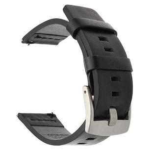 For Huawei / Samsung Gear S3 / S2 Leather Watch Band Universal Quick Release Watch Band, Color: Black Silver Buckle(18mm)