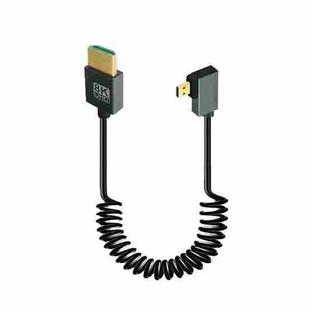 8K 60HZ HDMI 2.1 Spring Cable 0.5m Length, Spec: Micro HDMI Left Bend