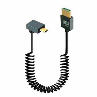 8K 60HZ HDMI 2.1 Spring Cable 0.5m Length, Spec: Micro HDMI Reverse Bend