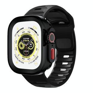 For Apple Watch S10 42mm Sport Loop Silicone Watch Strap + TPU Protective Case Set(Black)