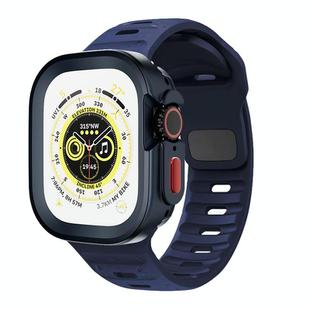 For Apple Watch 44/45mm Sport Loop Silicone Watch Strap + TPU Protective Case Set(Midnight Blue)