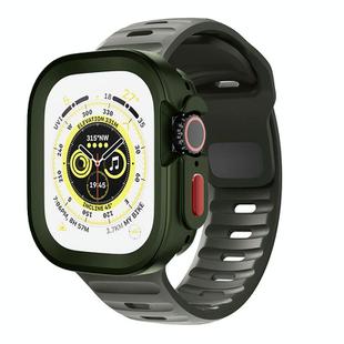 For Apple Watch 40/41mm Sport Loop Silicone Watch Strap + TPU Protective Case Set(Dark Green)
