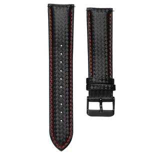 For Huawei / Samsung Galaxy Watch Universal Watch Strap Quick Release Carbon Fiber Leather Watch Band, Size: 20mm(Red Line)