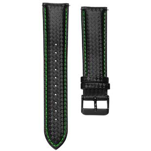 For Huawei / Samsung Galaxy Watch Universal Watch Strap Quick Release Carbon Fiber Leather Watch Band, Size: 20mm(Green Line)